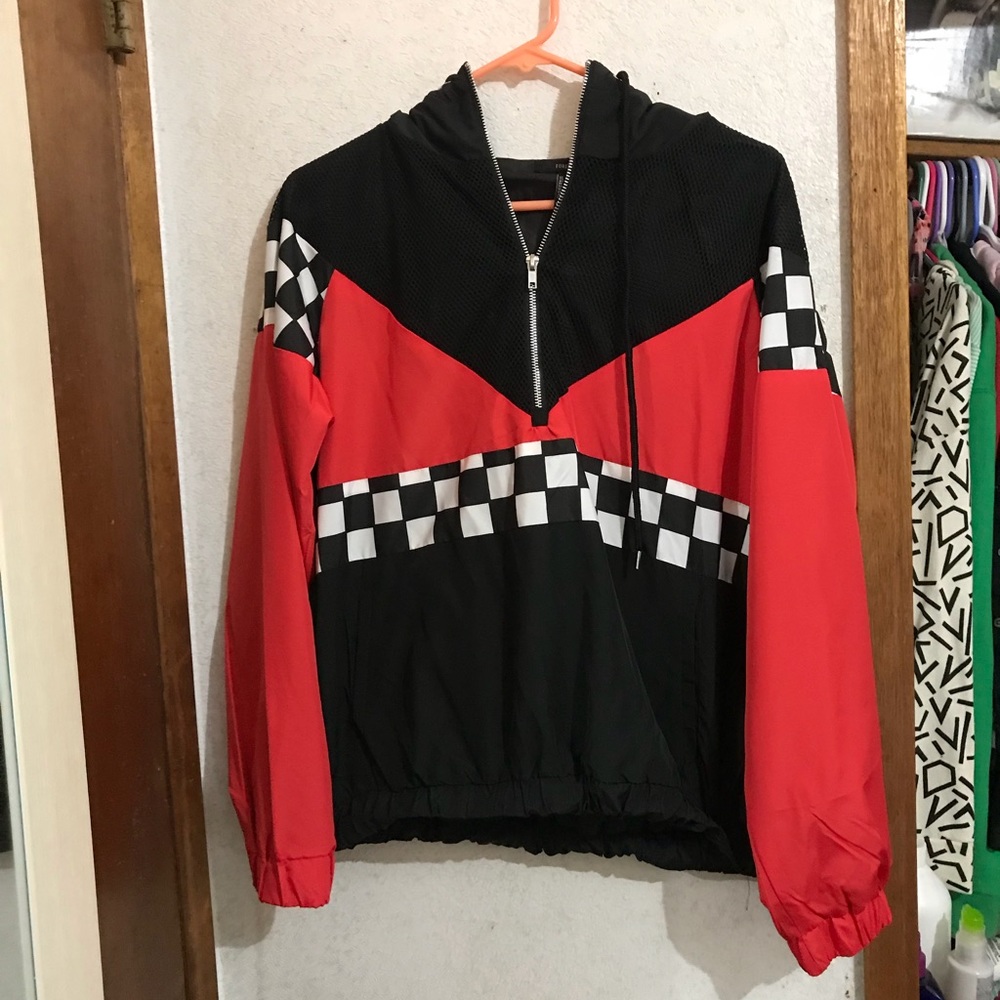 Checkered windbreaker